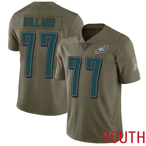 Youth Philadelphia Eagles #77 Andre Dillard Limited Olive 2017 Salute to Service Football NFL Jersey